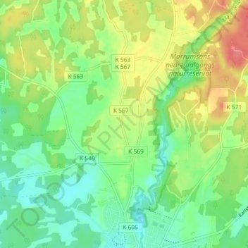 Topografisk kort Mörrums Ryd, højde, terræn