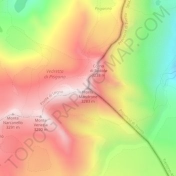Topografisk kort Monte Mandrone, højde, terræn