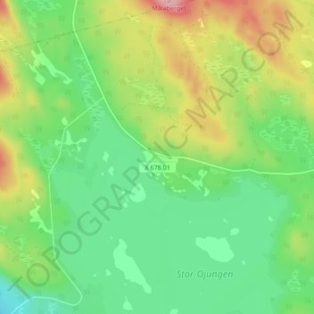 Topografisk kort Öjung, højde, terræn