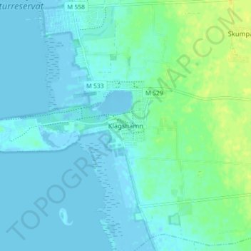 Topografisk kort Klagshamn, højde, terræn