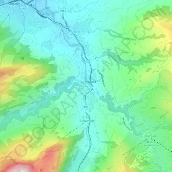 Topografisk kort Weissbad, højde, terræn