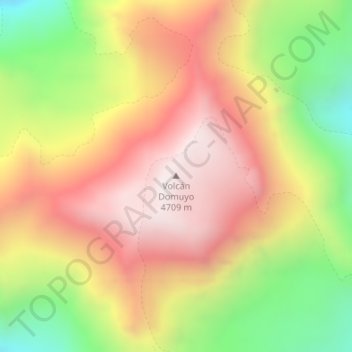 Topografisk kort Volcán Domuyo, højde, terræn