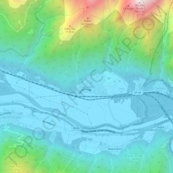 Topografisk kort Cuzzago, højde, terræn