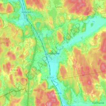 Topografisk kort Lindome, højde, terræn