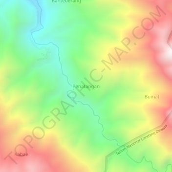 Topografisk kort Penatangan, højde, terræn