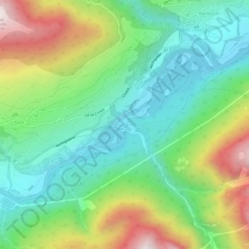 Topografisk kort Sur En, højde, terræn