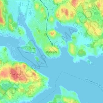 Topografisk kort Österskär, højde, terræn