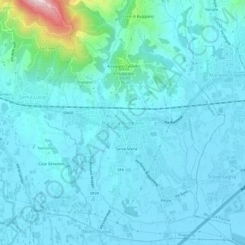 Topografisk kort Borgo a Buggiano, højde, terræn