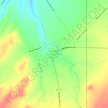 Topografisk kort Red Rock / Tsé Łichííʼ Dah Azkání, højde, terræn