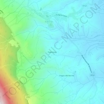 Topografisk kort Patarnione, højde, terræn