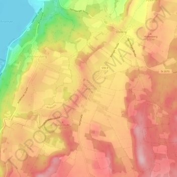 Topografisk kort Frieding, højde, terræn