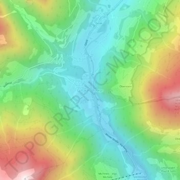 Topografisk kort Luttach - Lutago, højde, terræn
