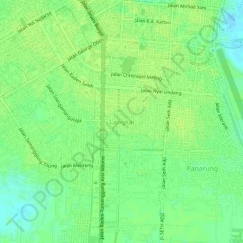 Topografisk kort Langkai, højde, terræn