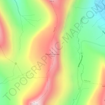 Topografisk kort Gomlumannatindur, højde, terræn