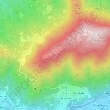 Topografisk kort Selvapiana, højde, terræn