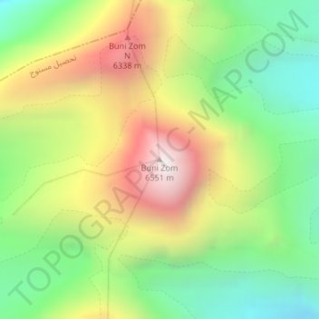 Topografisk kort Buni Zom, højde, terræn