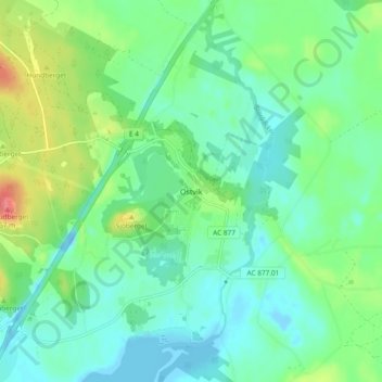 Topografisk kort Ostvik, højde, terræn