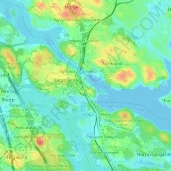 Topografisk kort Stocksundstorp, højde, terræn