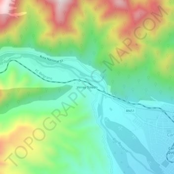 Topografisk kort Virrey Toledo, højde, terræn