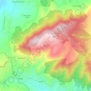 Topografisk kort Rusino, højde, terræn