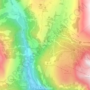 Topografisk kort Scalcoggia, højde, terræn