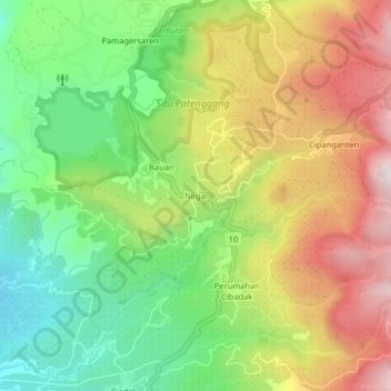 Topografisk kort Negal, højde, terræn