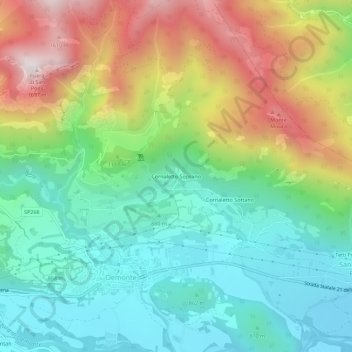 Topografisk kort Cornaletto Soprano, højde, terræn