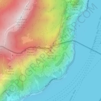Topografisk kort Punta Larici, højde, terræn