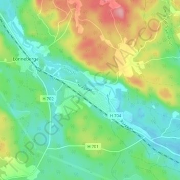 Topografisk kort Silverdalen, højde, terræn