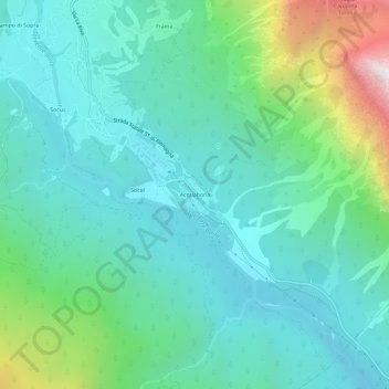 Topografisk kort Acquabona, højde, terræn