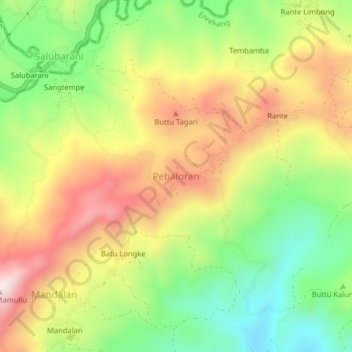 Topografisk kort Pebaloran, højde, terræn