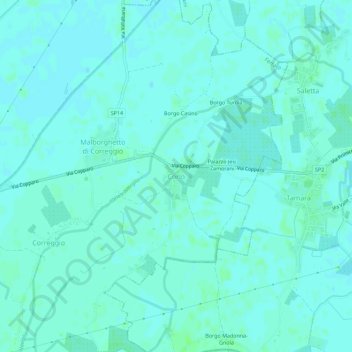 Topografisk kort Corlo, højde, terræn