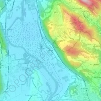 Topografisk kort Bisone, højde, terræn