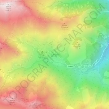 Topografisk kort Chiappi, højde, terræn