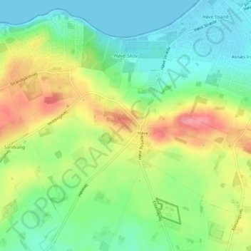 Topografisk kort Esterhøj, højde, terræn