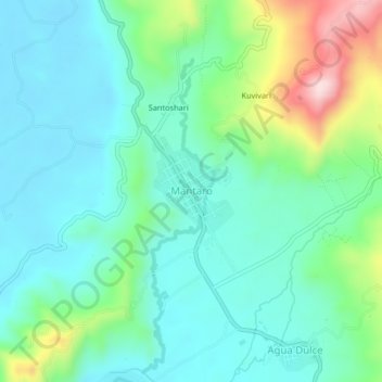 Topografisk kort Mantaro, højde, terræn