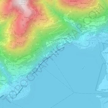 Topografisk kort Cinque Case, højde, terræn