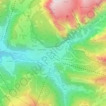 Topografisk kort La Vila, højde, terræn