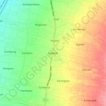 Topografisk kort Kandat, højde, terræn