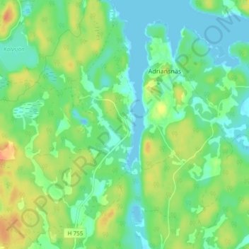 Topografisk kort Flivik, højde, terræn
