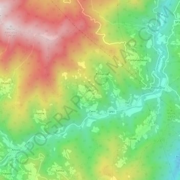 Topografisk kort Calice, højde, terræn
