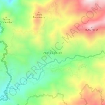 Topografisk kort Aralle Selatan, højde, terræn