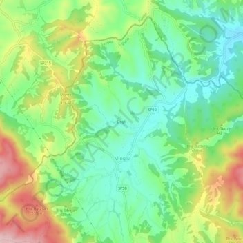 Topografisk kort Dogli, højde, terræn