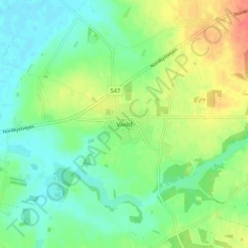 Topografisk kort Vivild, højde, terræn