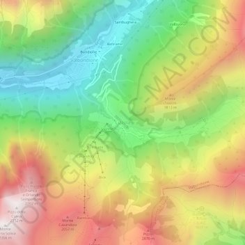 Topografisk kort Lizzola, højde, terræn