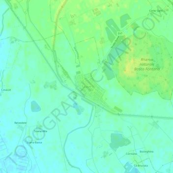 Topografisk kort Soave, højde, terræn