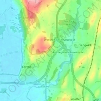 Topografisk kort Heaves, højde, terræn