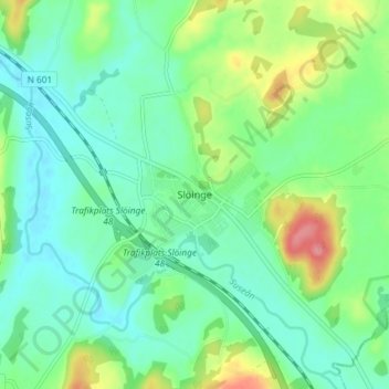 Topografisk kort Slöinge, højde, terræn