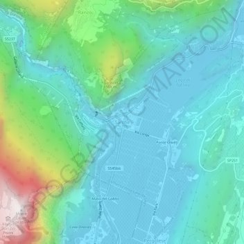 Topografisk kort Sarche, højde, terræn