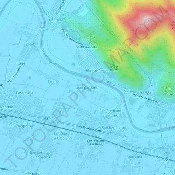 Topografisk kort San Casciano, højde, terræn